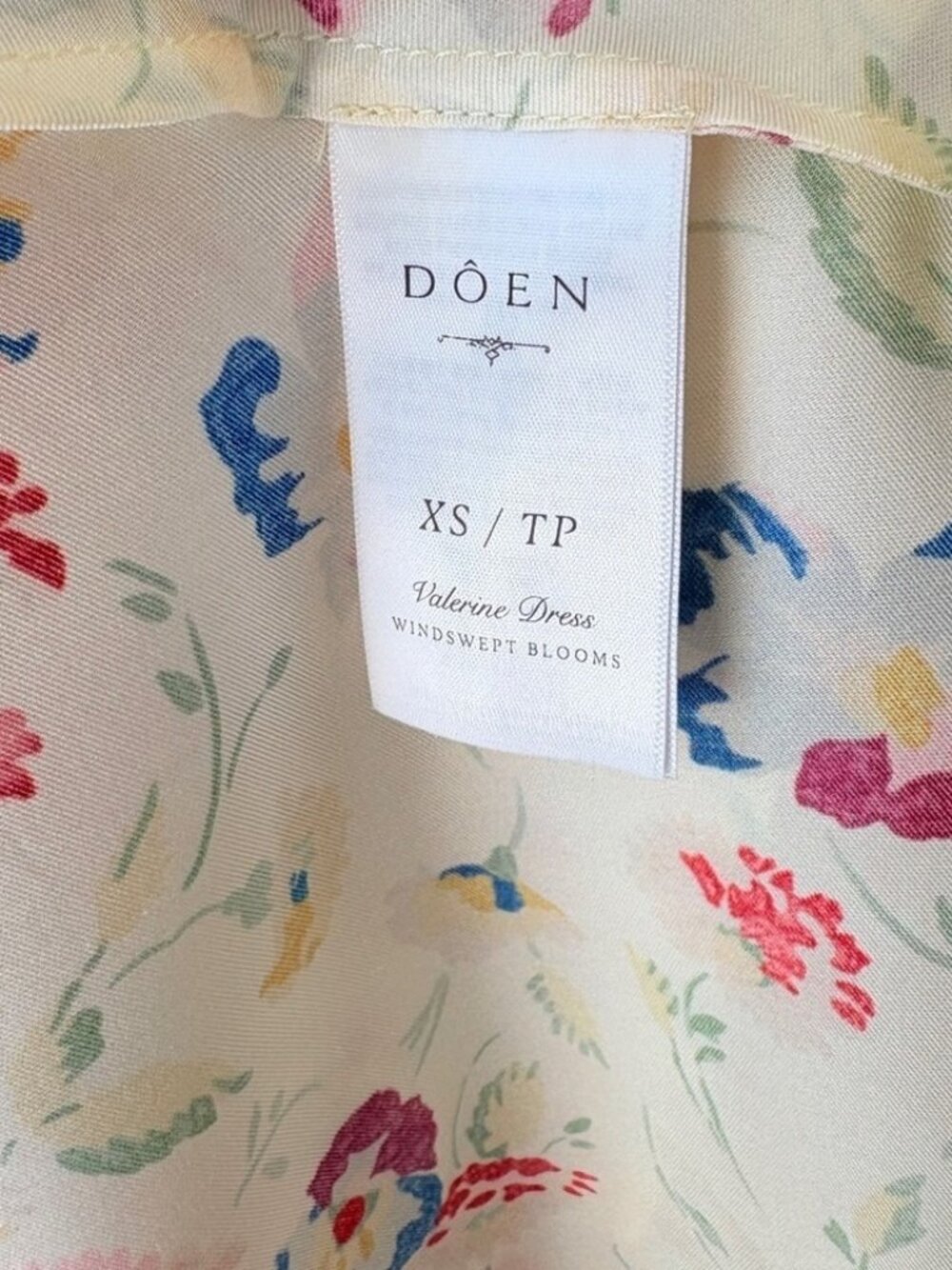 NEW DOEN Valerine SIlk Blend Dress Windswept Blooms Cream Floral | US XS - Picture 14 of 16